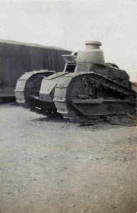 French Renault FT17 tank during battle practice on Lulworth ranges, 1919